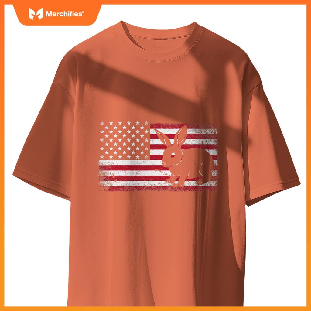 Rabbit bunny 4th of july american flag america usa patriotic T-Shirt