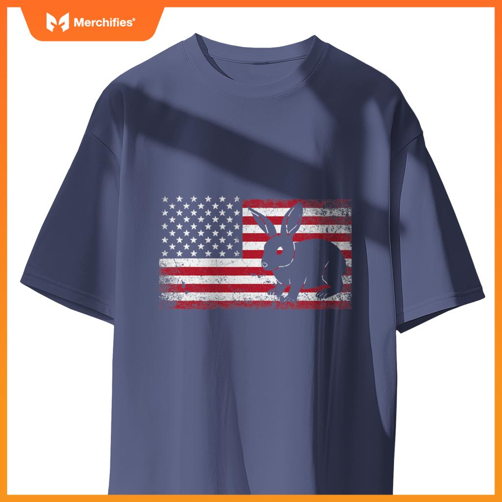Rabbit bunny 4th of july american flag america usa patriotic T-Shirt