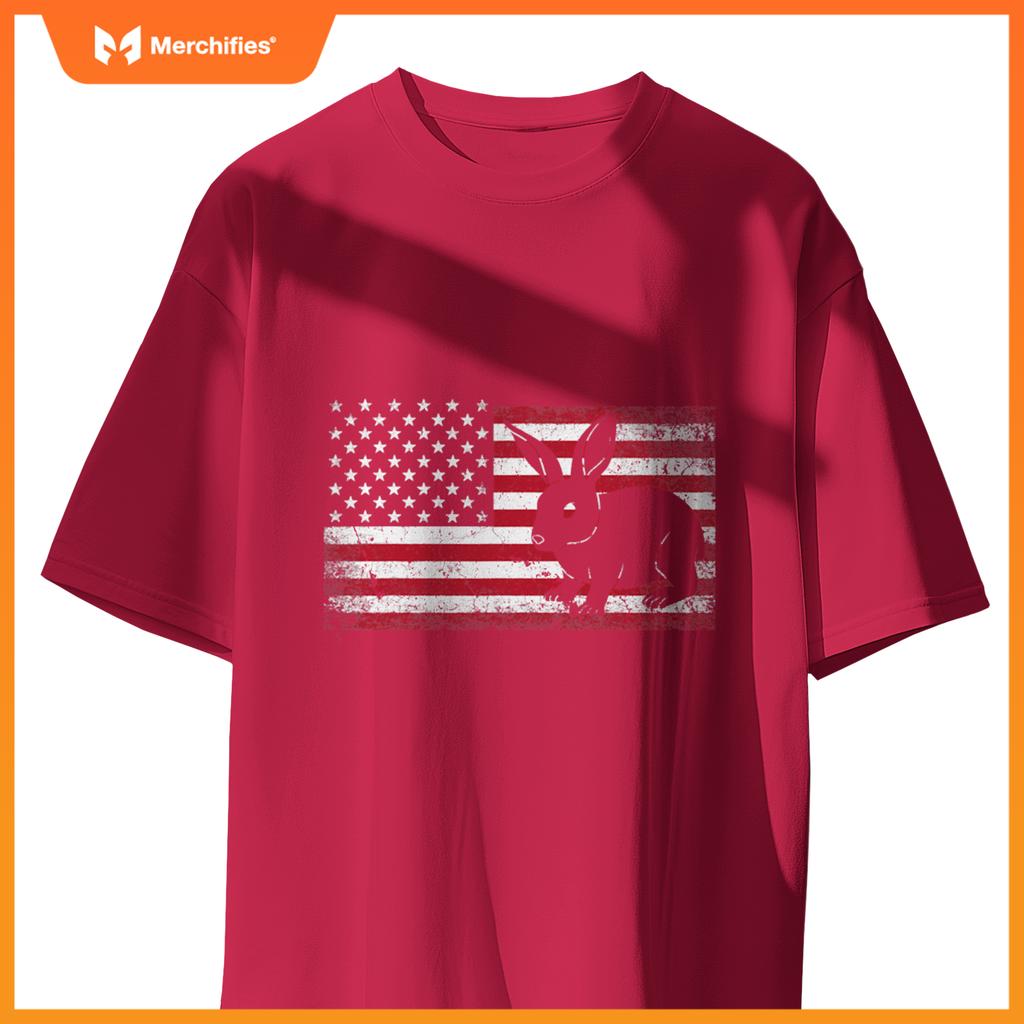 Rabbit bunny 4th of july american flag america usa patriotic T-Shirt