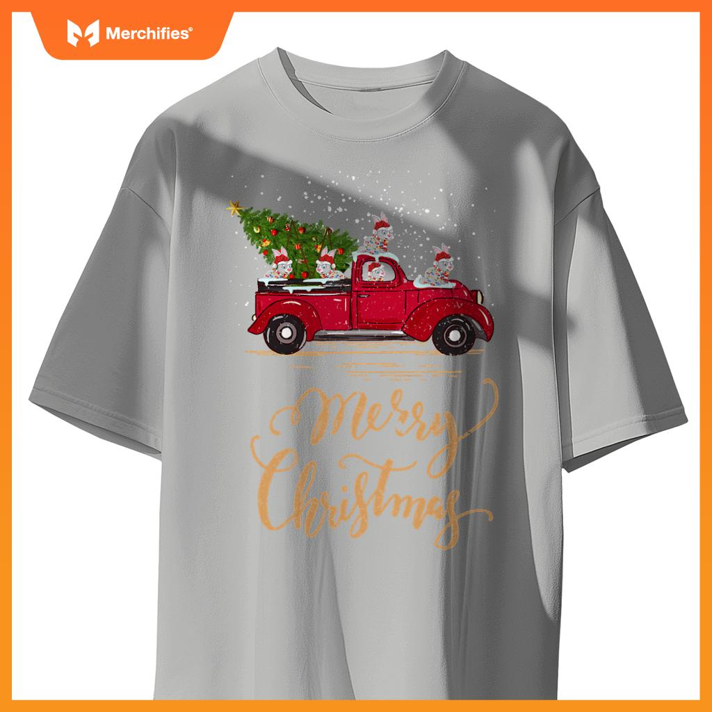 Rabbit Bunny Driving Christmas Tree Truck Bunny Christmas T-Shirt