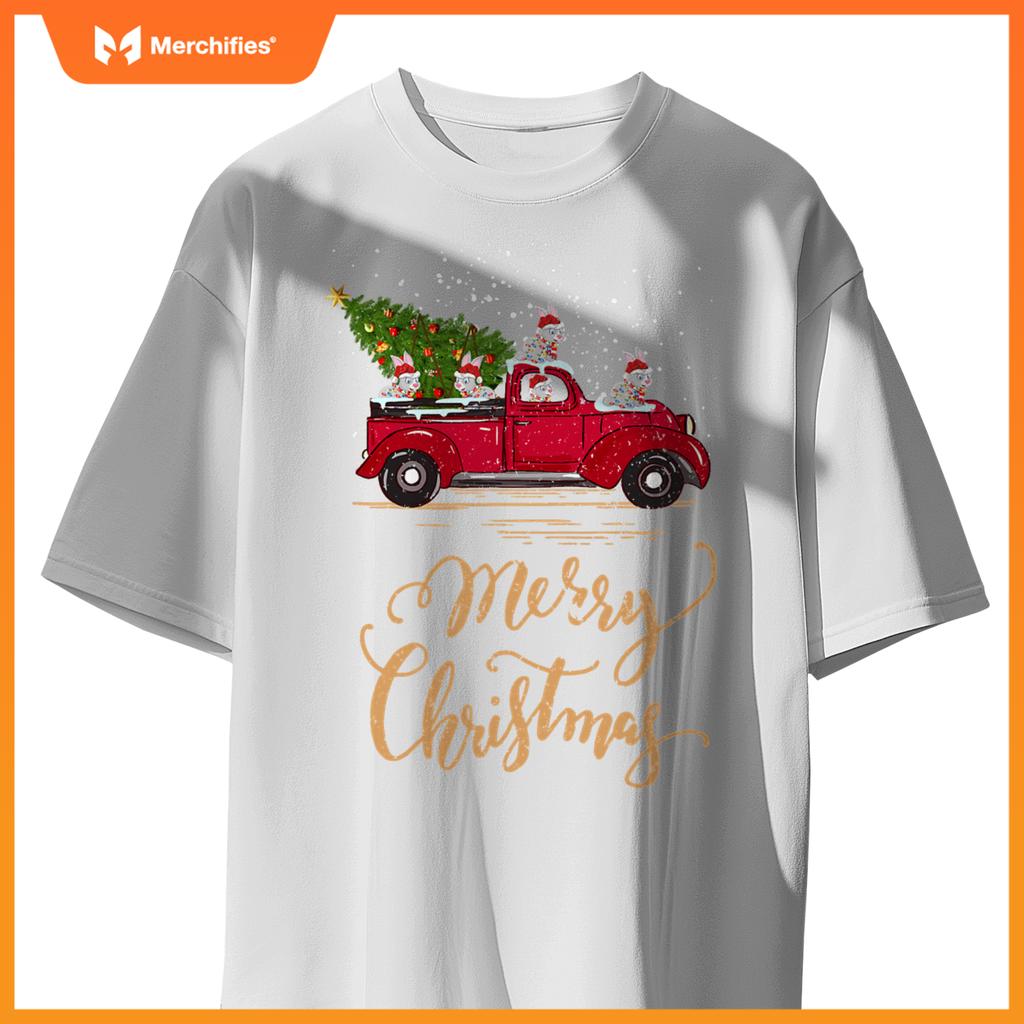 Rabbit Bunny Driving Christmas Tree Truck Bunny Christmas T-Shirt