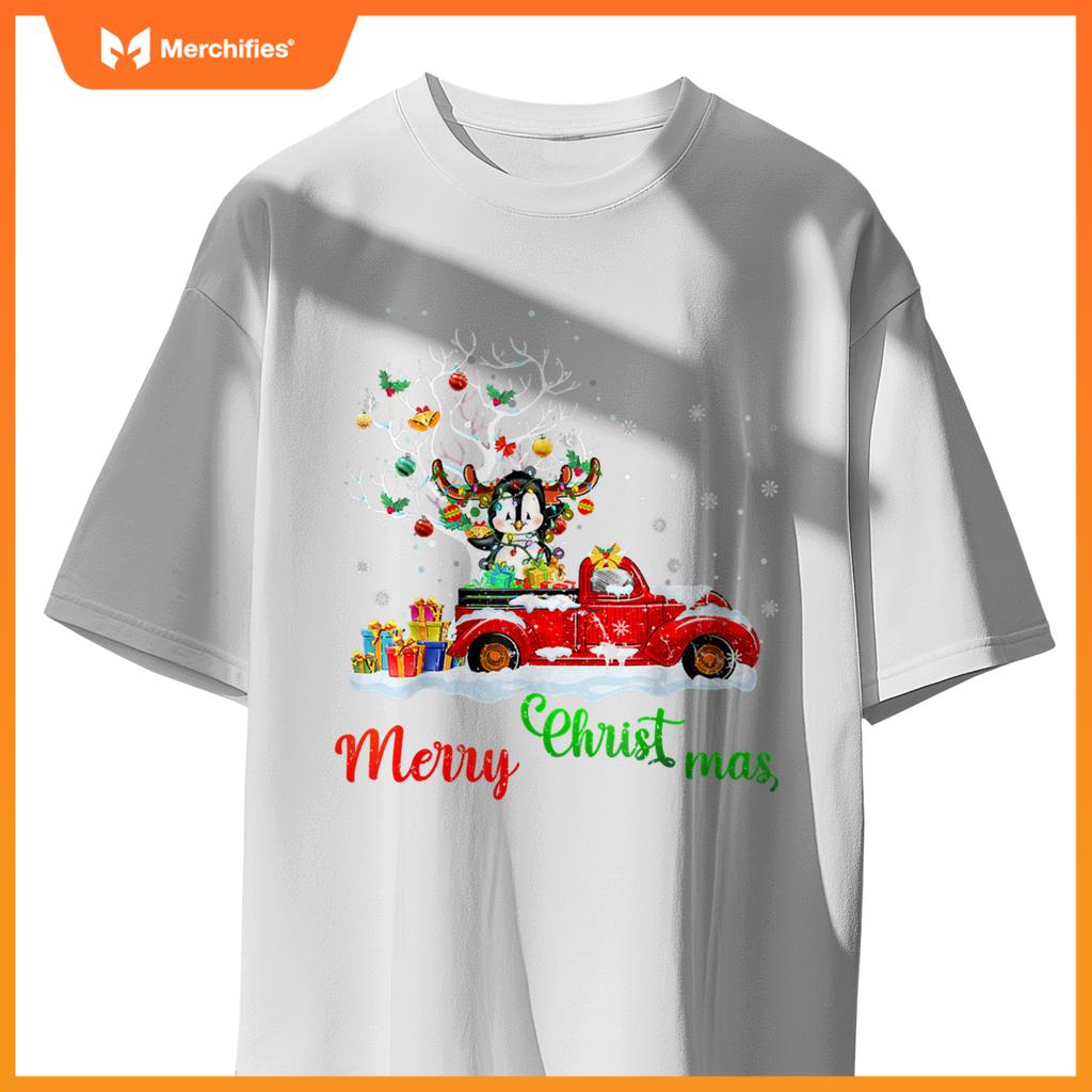 Rabbit On Red Truck Christmas Pajama Xmas Tree T-Shirt