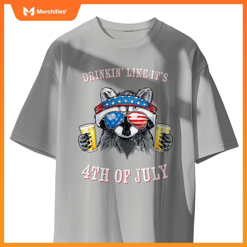 Raccoon  patriotic  drinking like its 4th of july T-Shirt