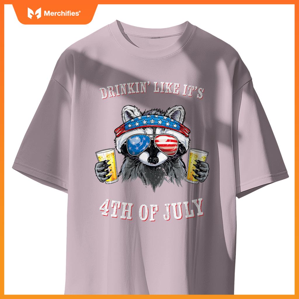 Raccoon  patriotic  drinking like its 4th of july T-Shirt