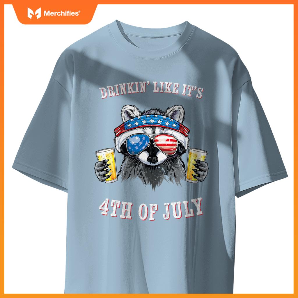 Raccoon  patriotic  drinking like its 4th of july T-Shirt