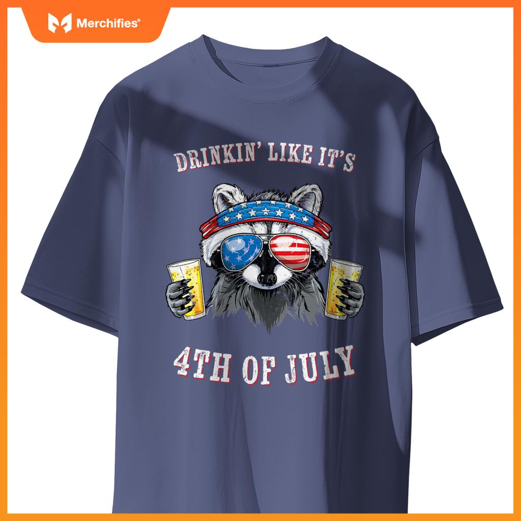 Raccoon  patriotic  drinking like its 4th of july T-Shirt