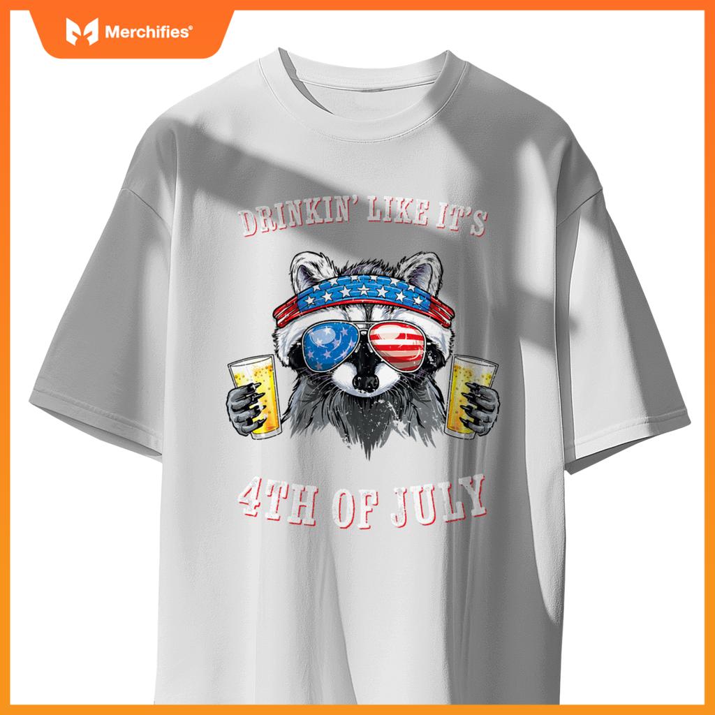 Raccoon  patriotic  drinking like its 4th of july T-Shirt