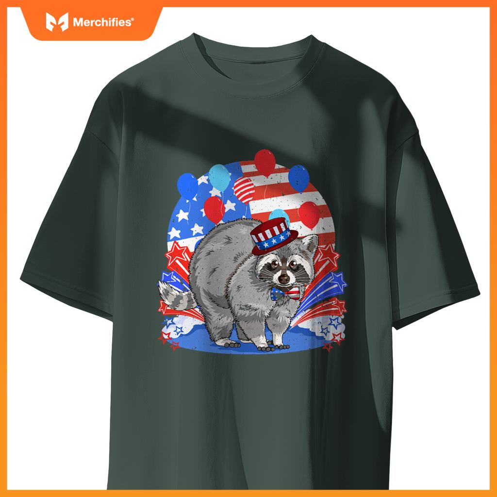 Raccoon 4th of july patriotic american flag T-Shirt