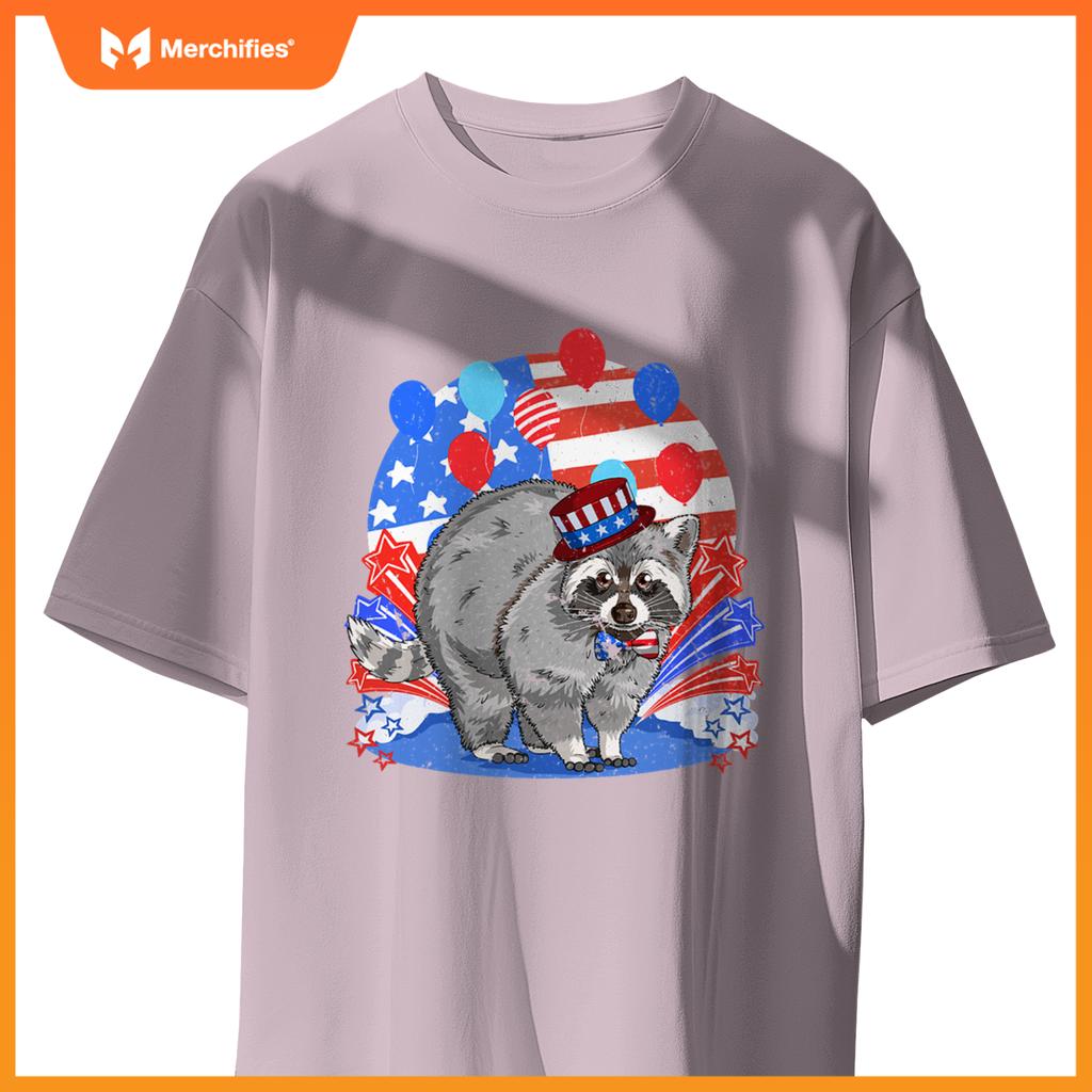 Raccoon 4th of july patriotic american flag T-Shirt