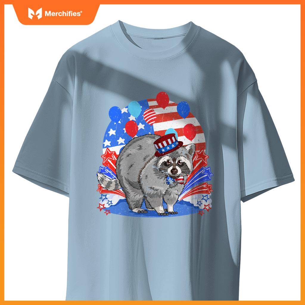 Raccoon 4th of july patriotic american flag T-Shirt