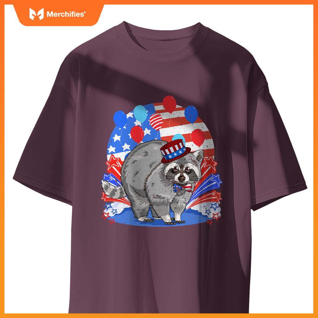 Raccoon 4th of july patriotic american flag T-Shirt