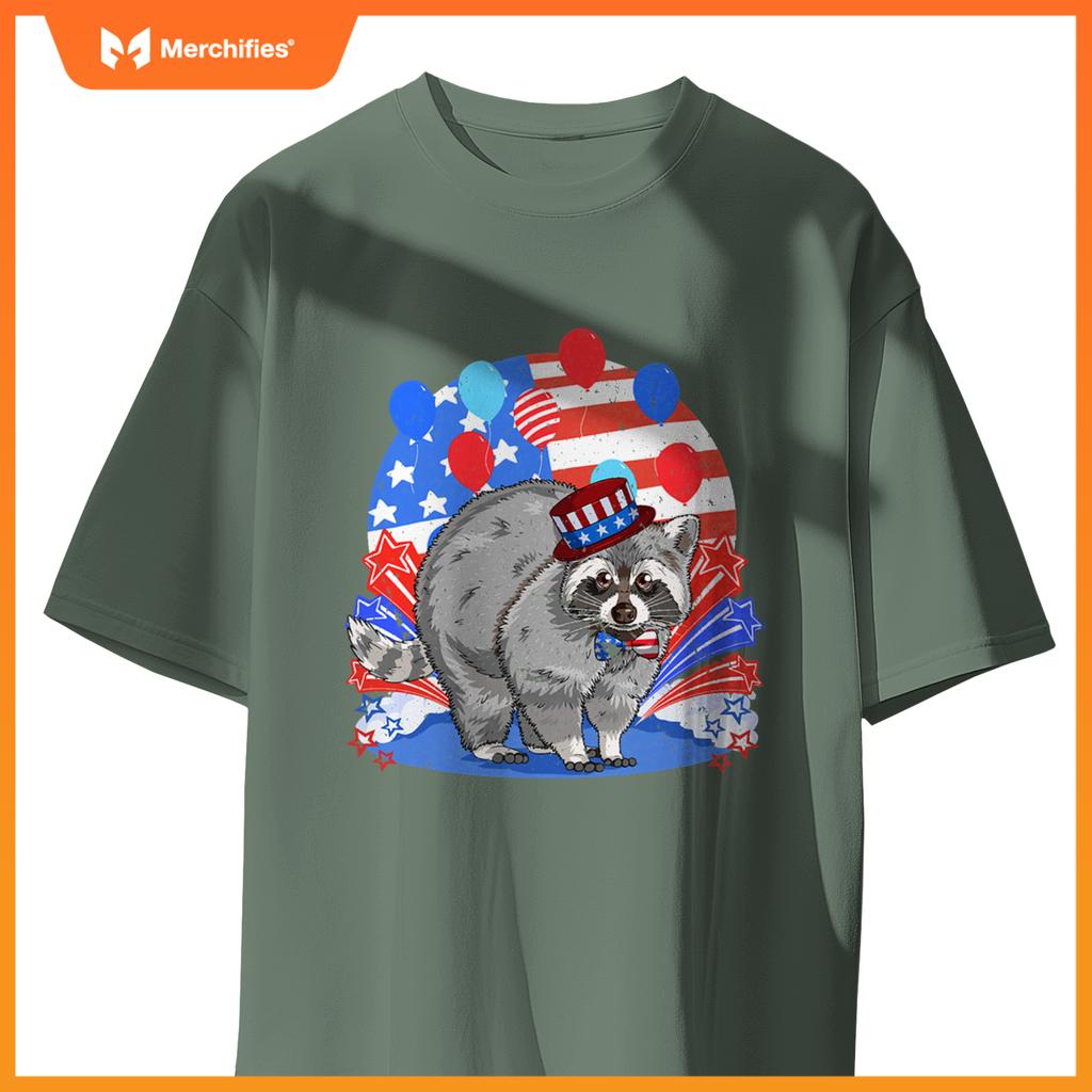 Raccoon 4th of july patriotic american flag T-Shirt