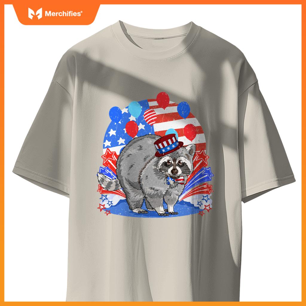Raccoon 4th of july patriotic american flag T-Shirt