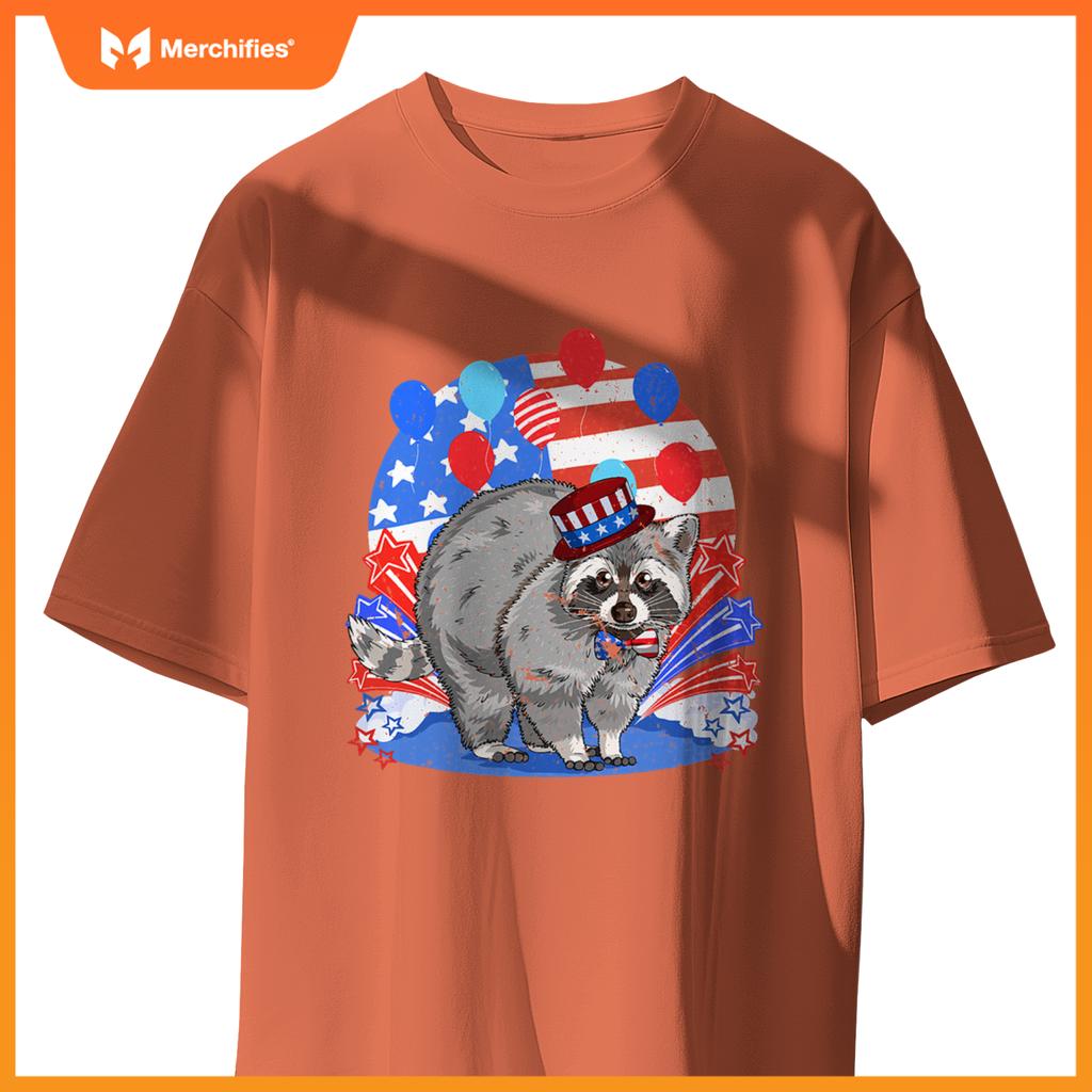 Raccoon 4th of july patriotic american flag T-Shirt