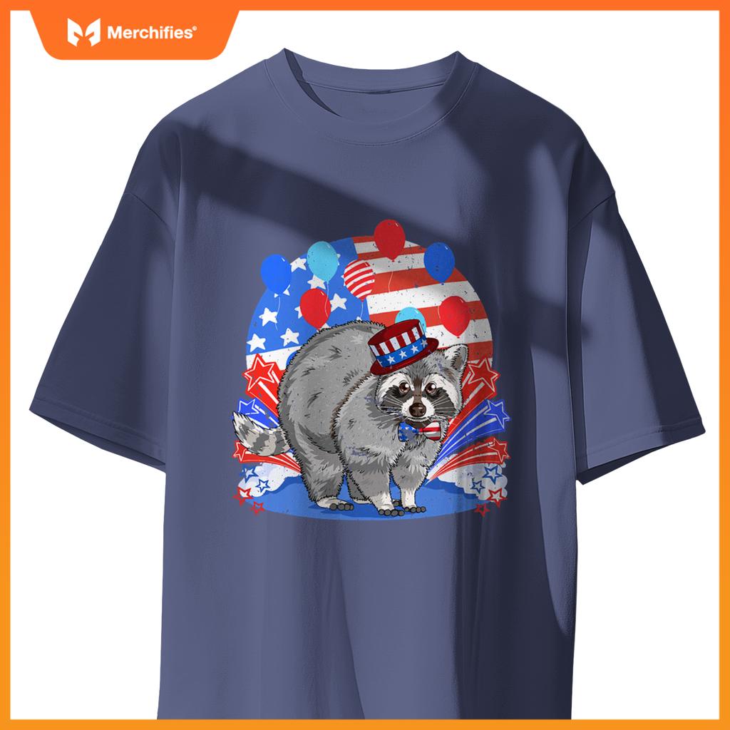 Raccoon 4th of july patriotic american flag T-Shirt