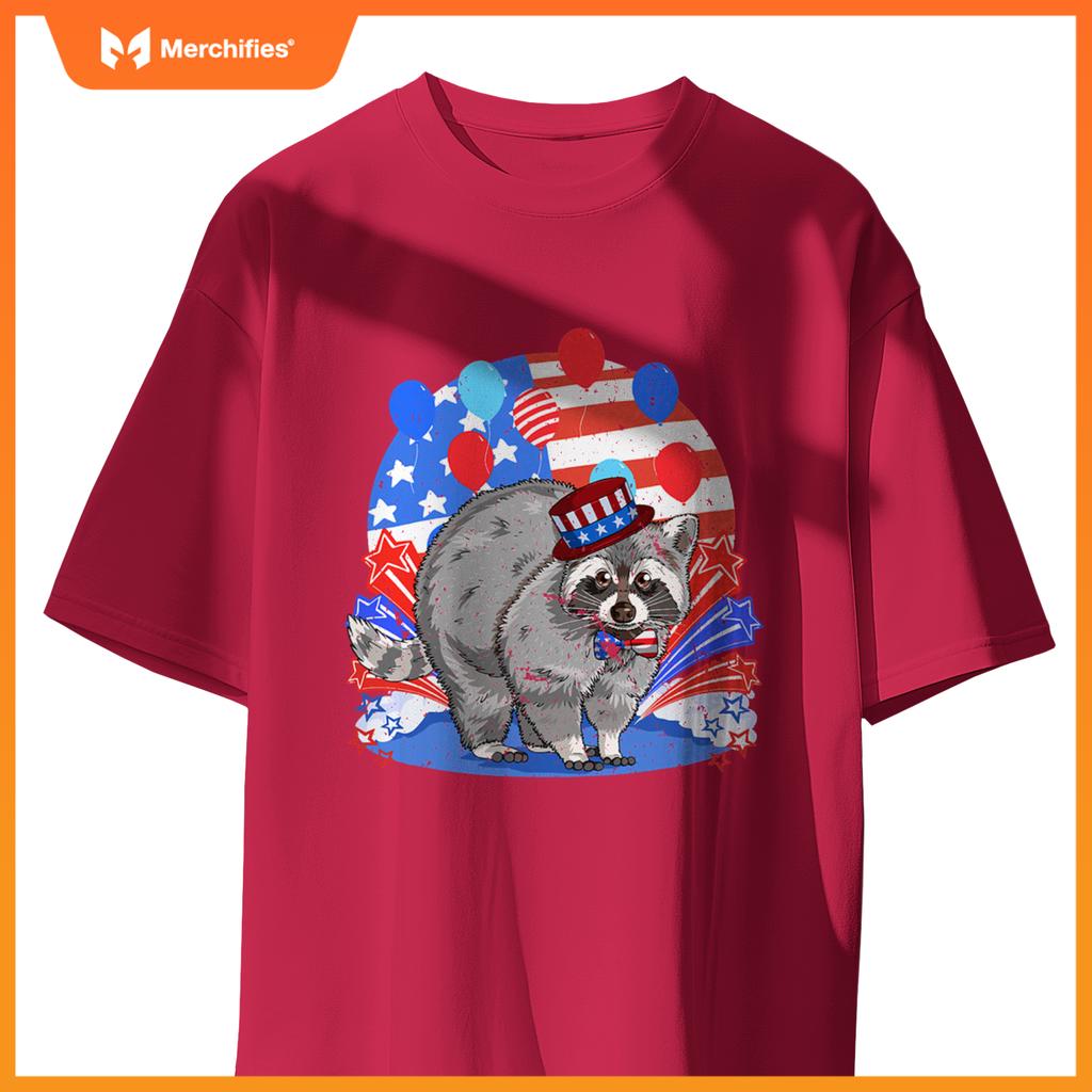 Raccoon 4th of july patriotic american flag T-Shirt