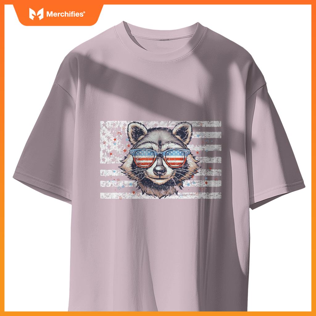 Raccoon 4th of july sunglasses patriotic usa flag T-Shirt