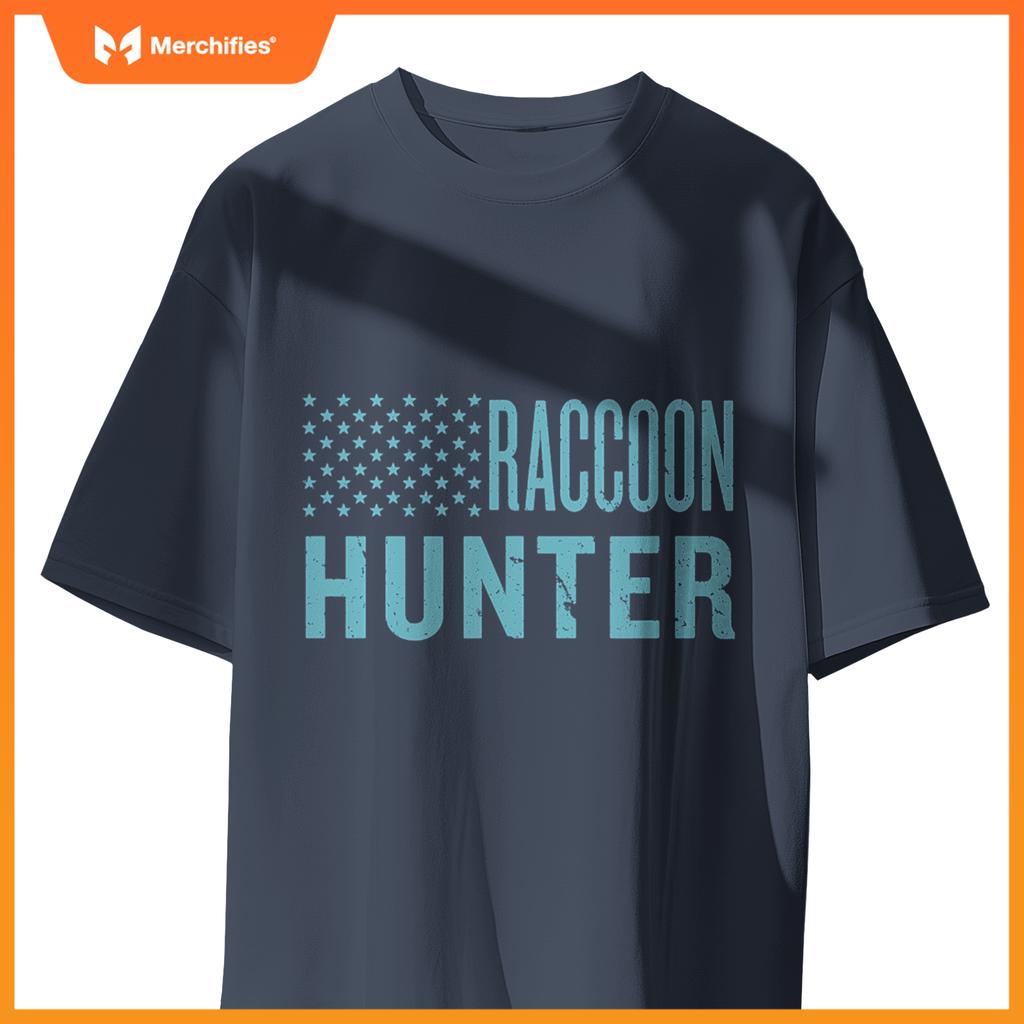 Raccoon hunter usa best hunting dad patriotic american flag T-Shirt