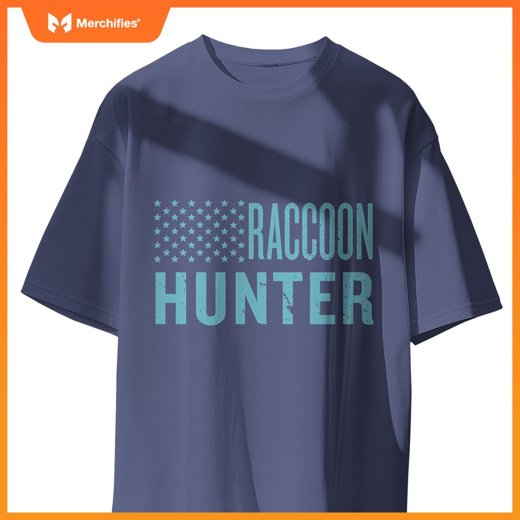 Raccoon hunter usa best hunting dad patriotic american flag T-Shirt