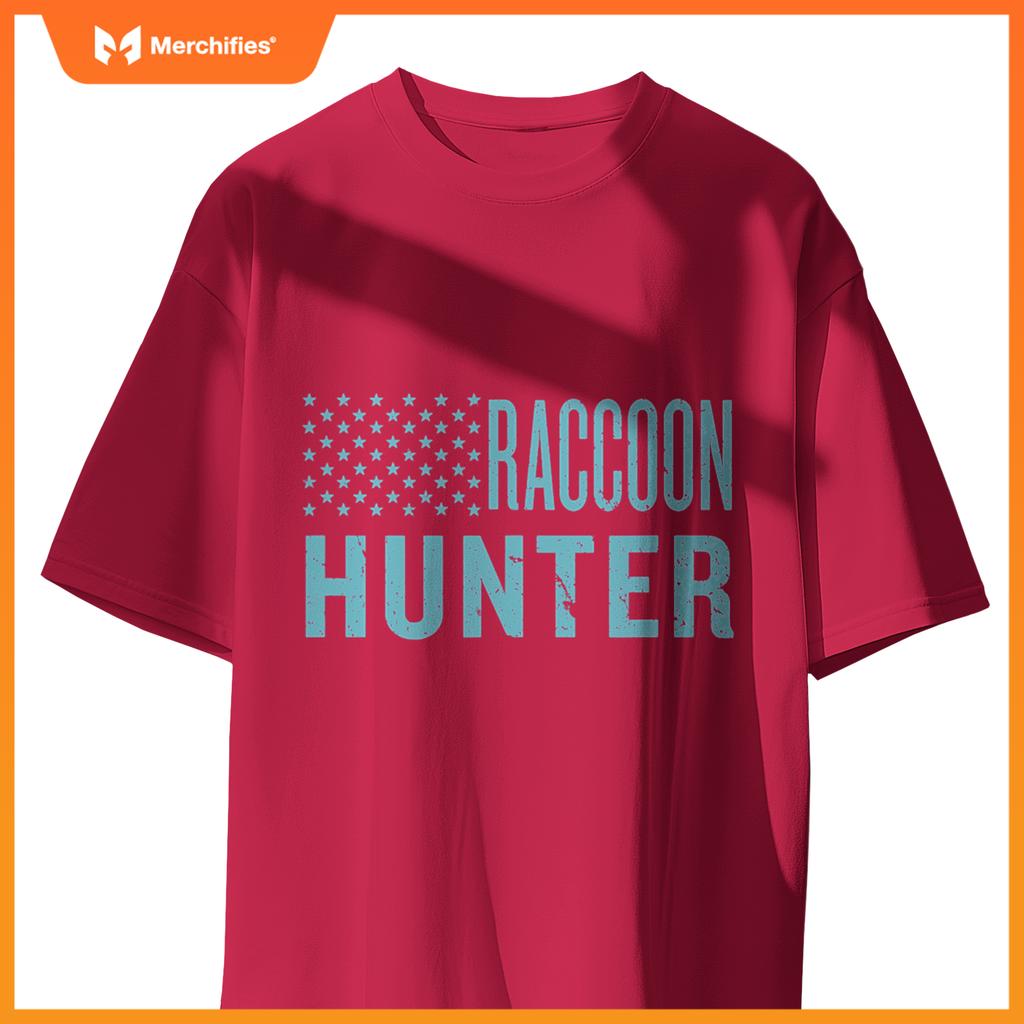 Raccoon hunter usa best hunting dad patriotic american flag T-Shirt