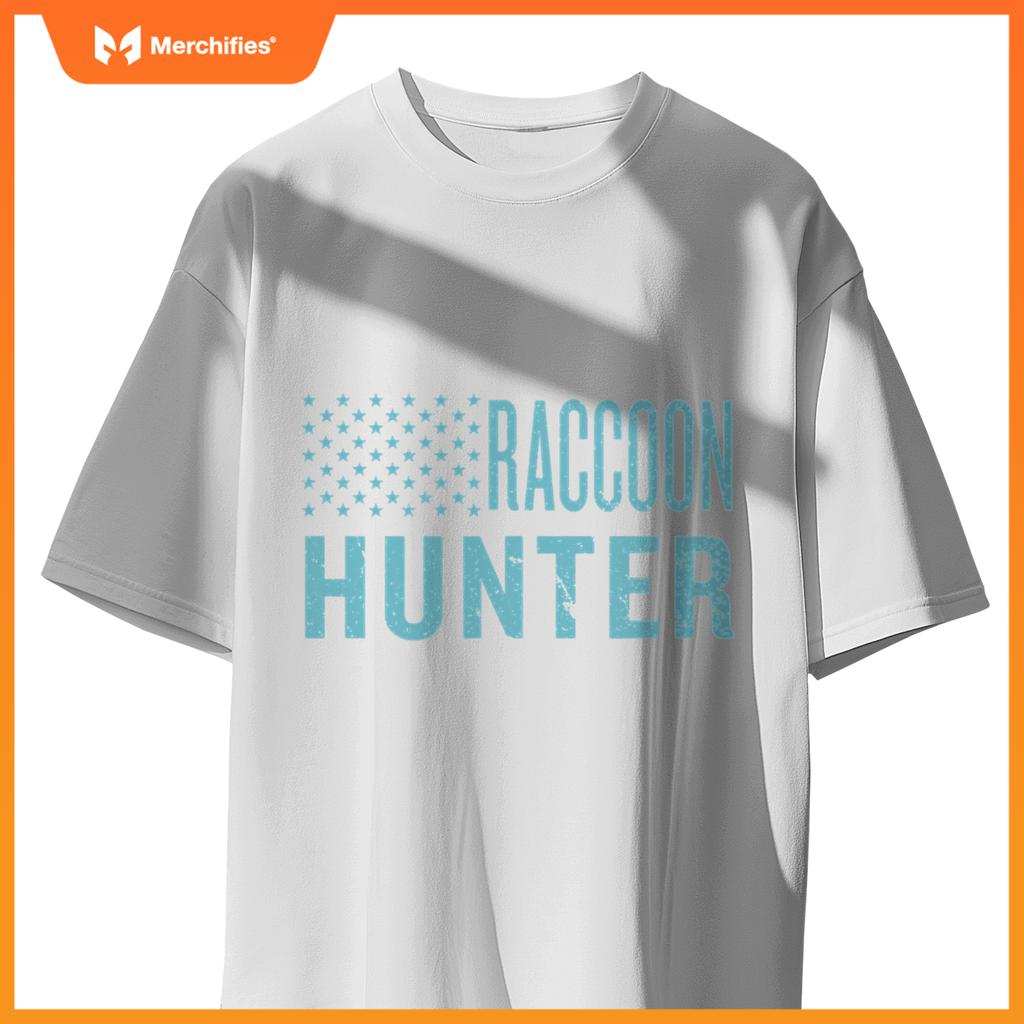 Raccoon hunter usa best hunting dad patriotic american flag T-Shirt