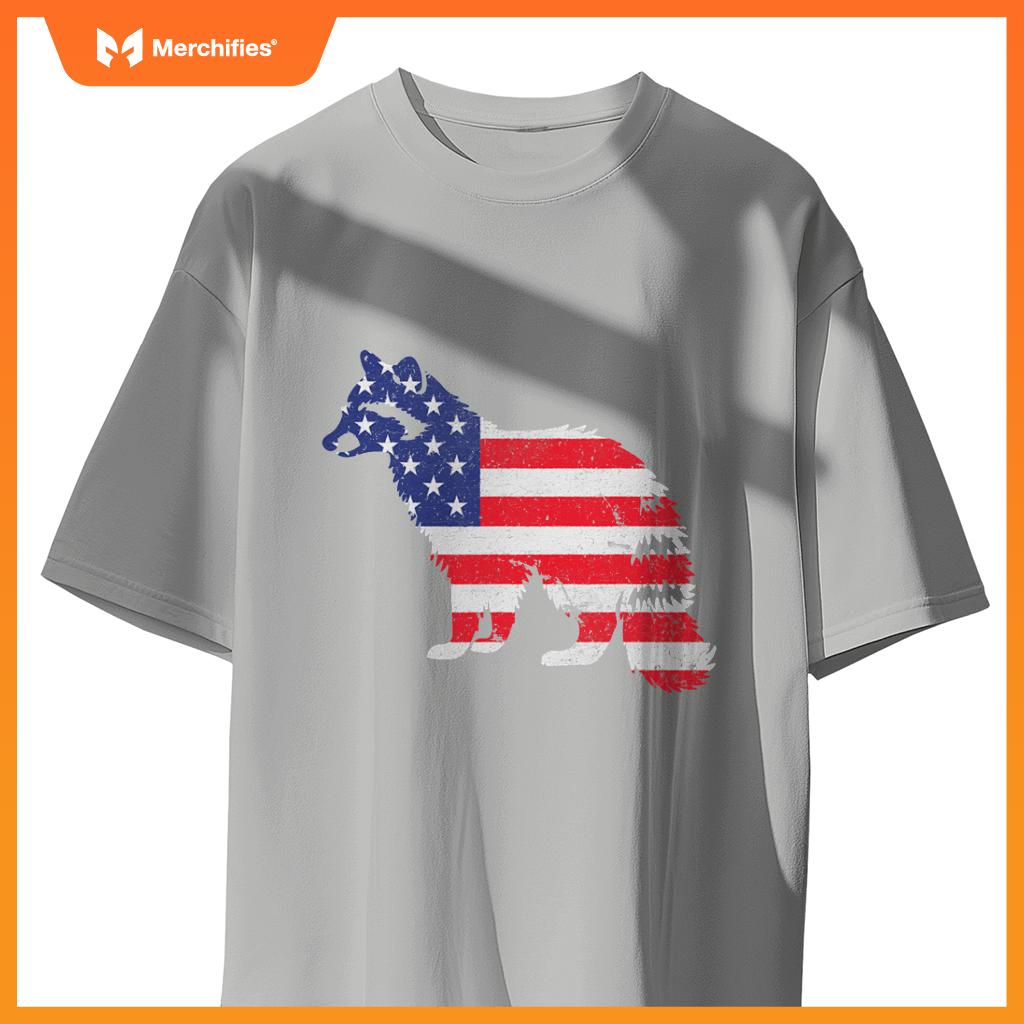 Raccoon independence day patriotic usa flag 4th of july T-Shirt