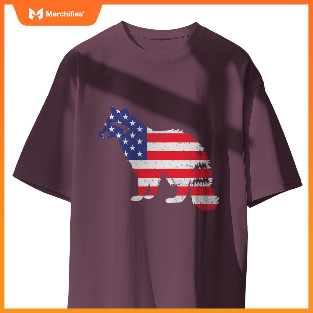 Raccoon independence day patriotic usa flag 4th of july T-Shirt