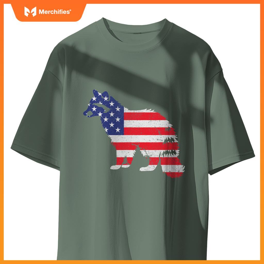 Raccoon independence day patriotic usa flag 4th of july T-Shirt