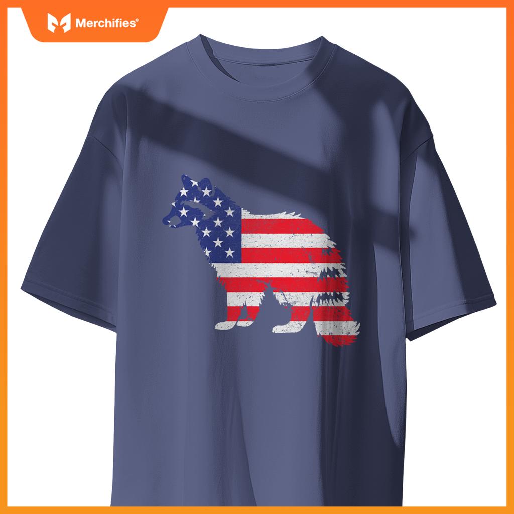 Raccoon independence day patriotic usa flag 4th of july T-Shirt