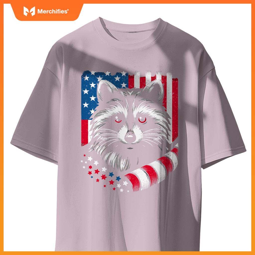 Raccoon patriotic america 4th of july trash panda usa flag T-Shirt