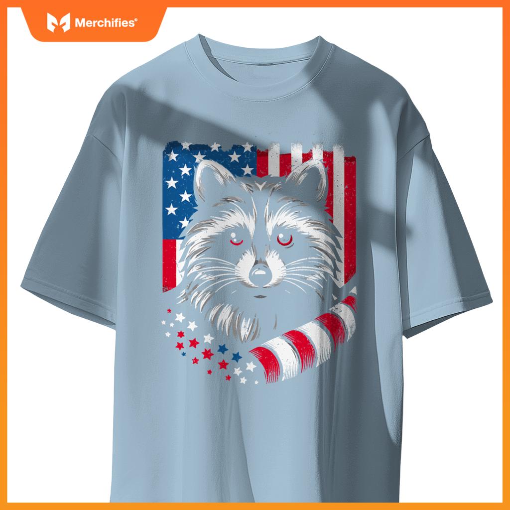 Raccoon patriotic america 4th of july trash panda usa flag T-Shirt