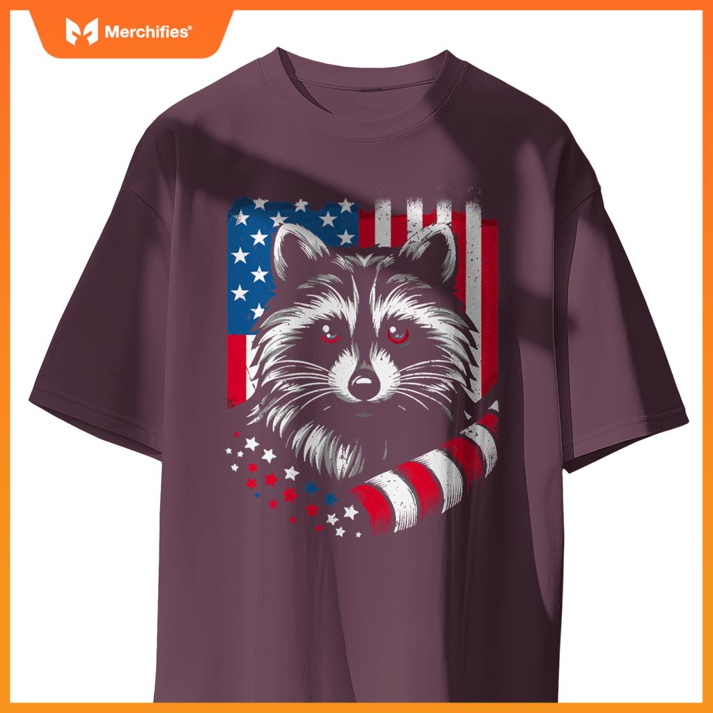 Raccoon patriotic america 4th of july trash panda usa flag T-Shirt
