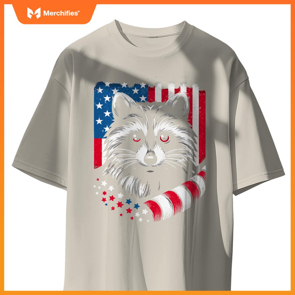 Raccoon patriotic america 4th of july trash panda usa flag T-Shirt