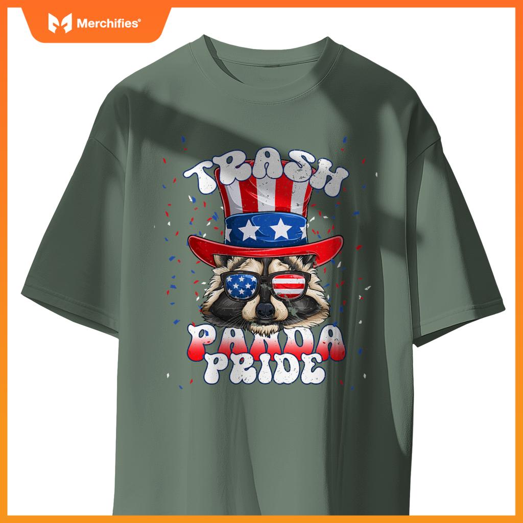 Raccoon trash panda pride patriotic 4th of july 2023 T-Shirt
