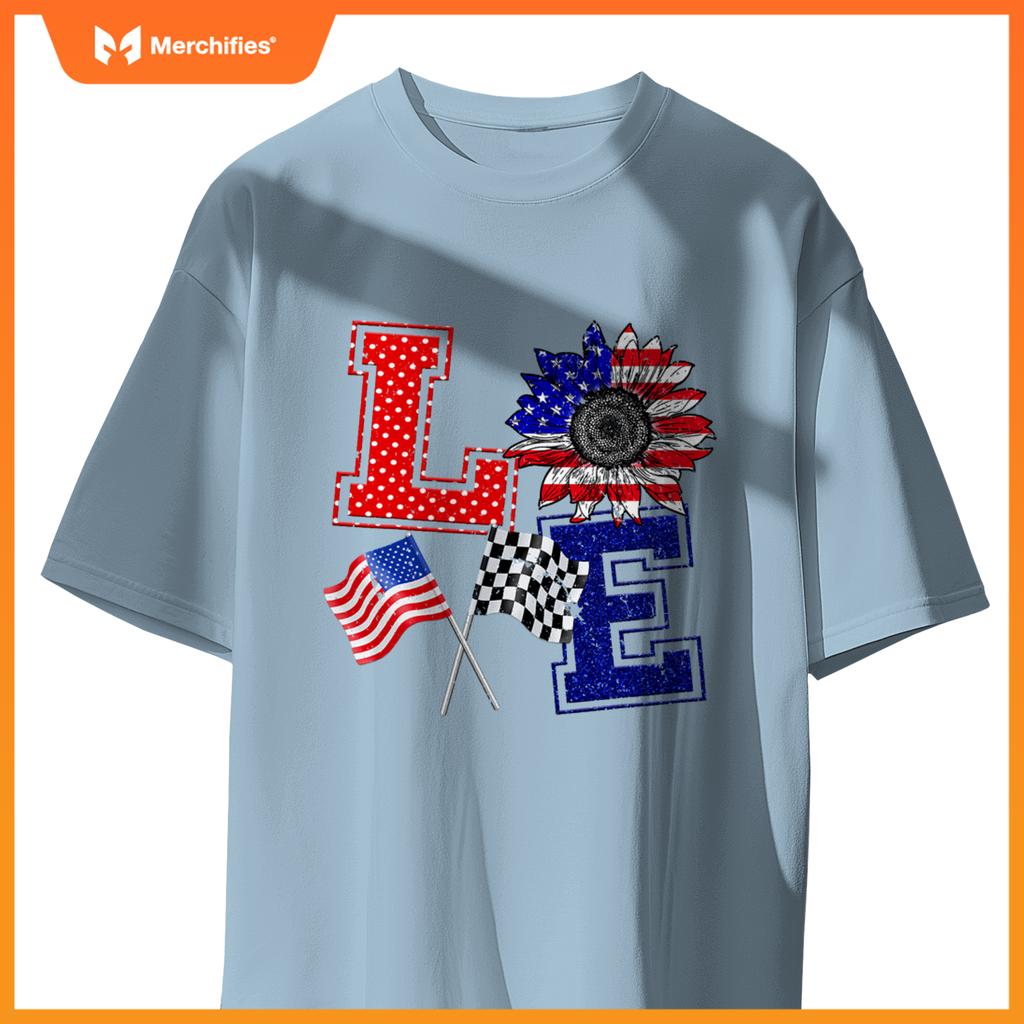 Racing Love Checkered Flag Hearts Race Car T-Shirt
