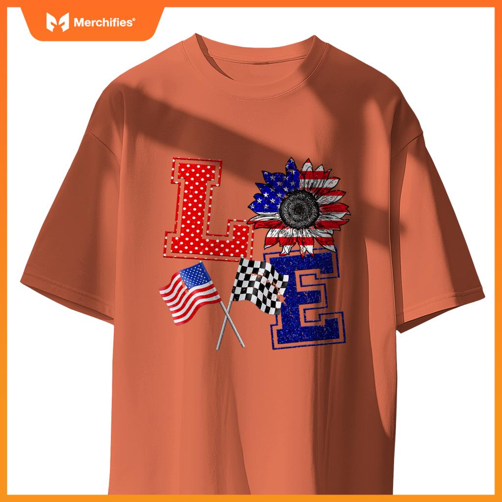 Racing Love Checkered Flag Hearts Race Car T-Shirt