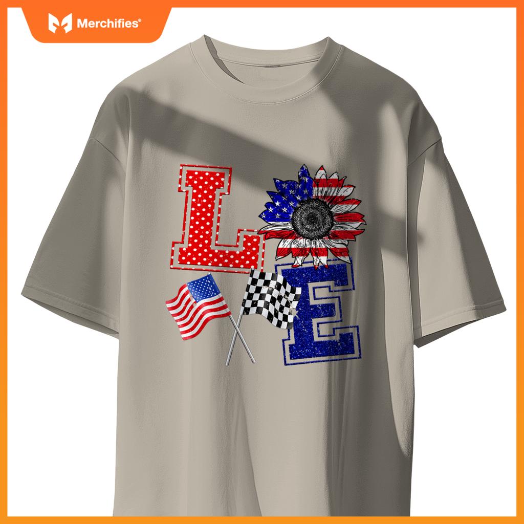 Racing Love Checkered Flag Hearts Race Car T-Shirt