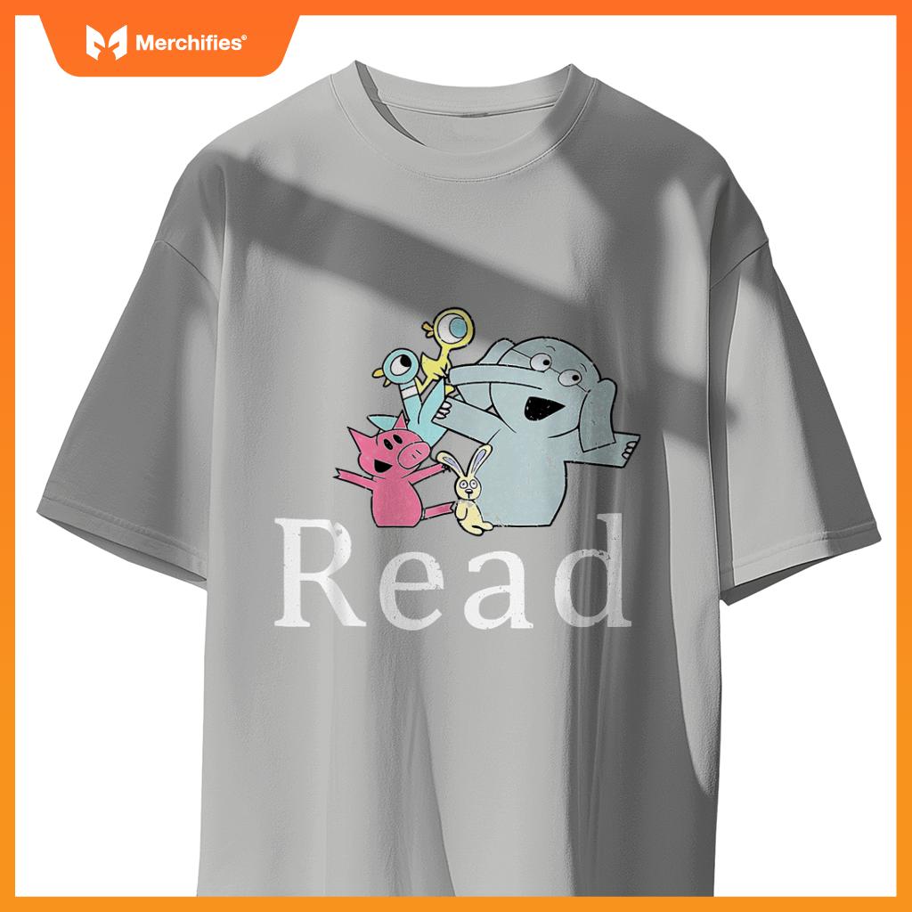 Read book cute school teacher librarian elephant pigeon