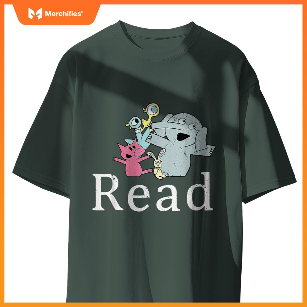 Read book cute school teacher librarian elephant pigeon