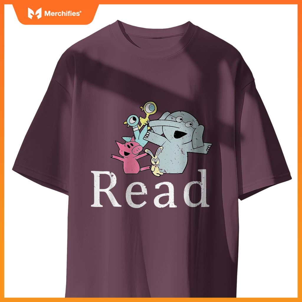 Read book cute school teacher librarian elephant pigeon