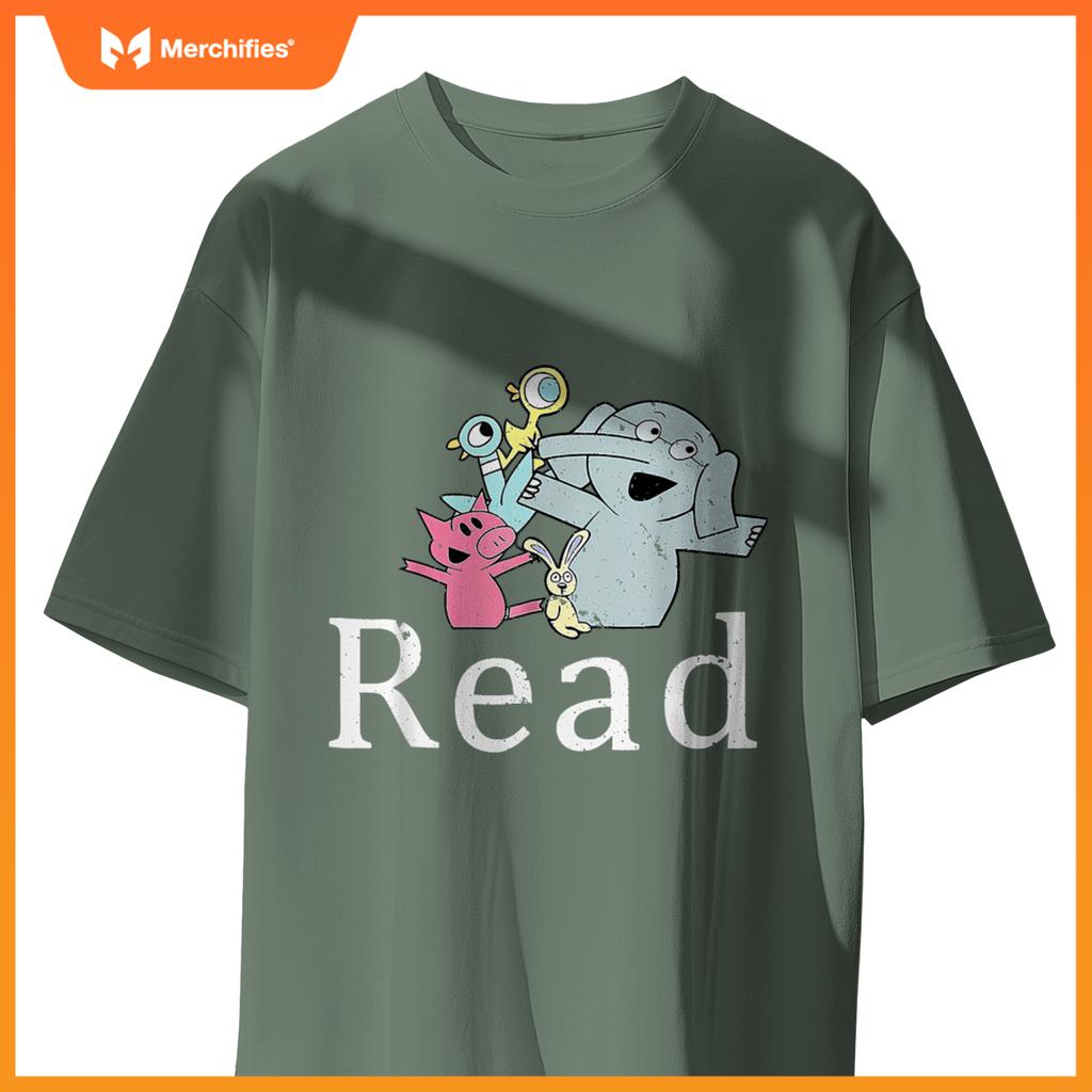 Read book cute school teacher librarian elephant pigeon
