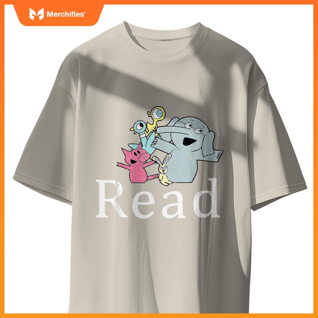 Read book cute school teacher librarian elephant pigeon