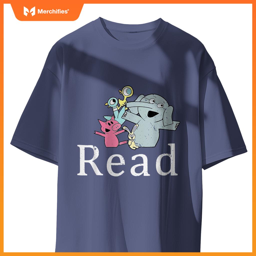 Read book cute school teacher librarian elephant pigeon
