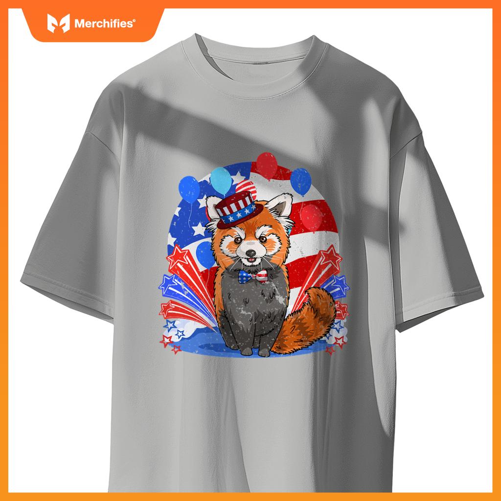 Red panda merica 4th of july american flag patriotic T-Shirt