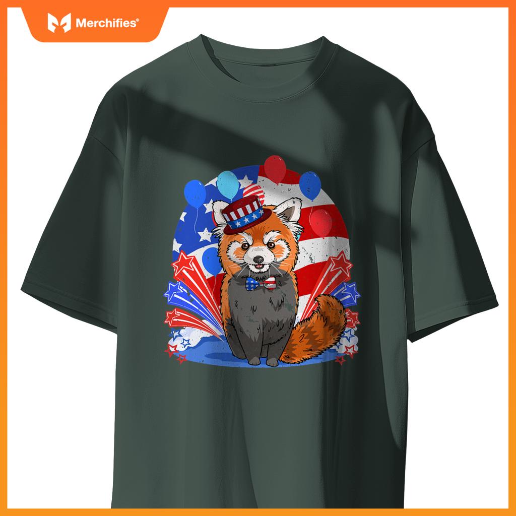 Red panda merica 4th of july american flag patriotic T-Shirt
