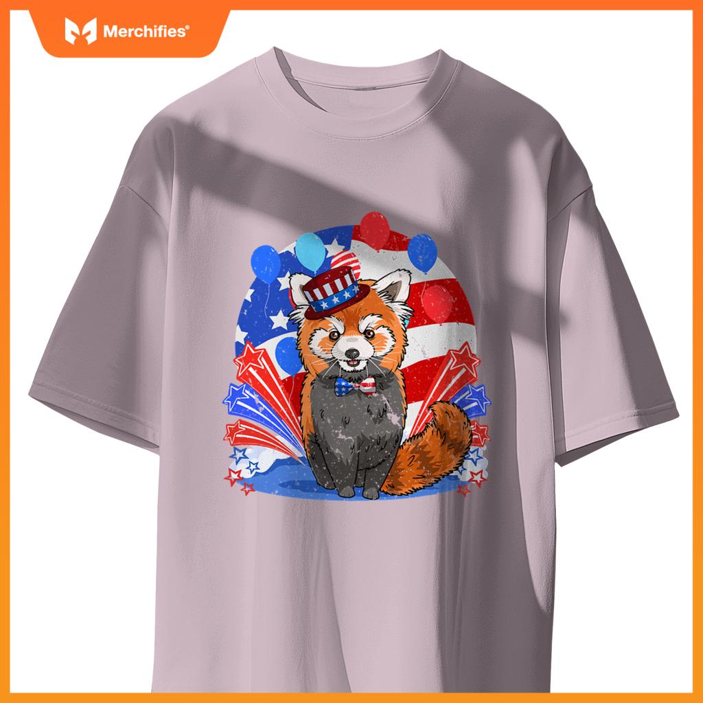 Red panda merica 4th of july american flag patriotic T-Shirt