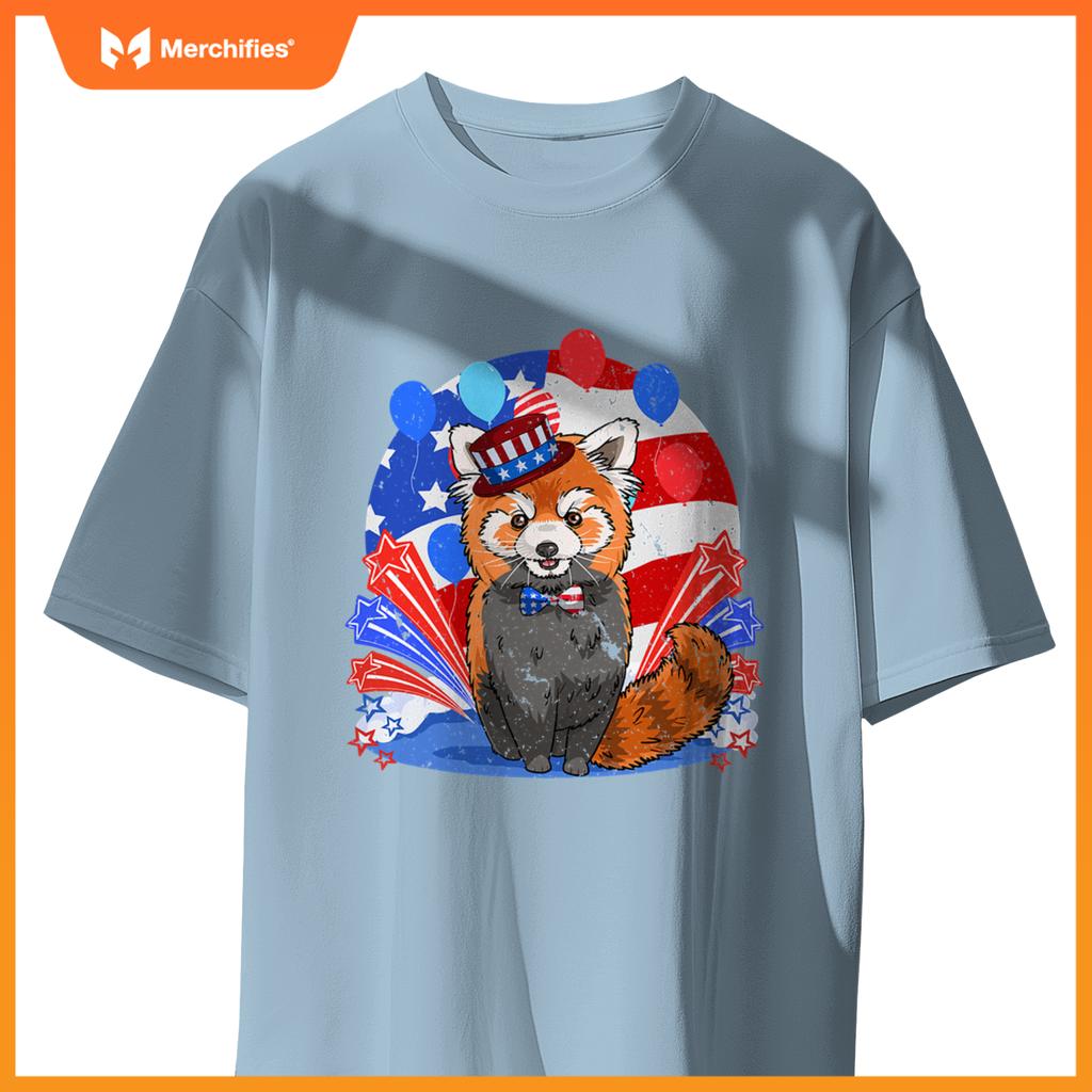 Red panda merica 4th of july american flag patriotic T-Shirt