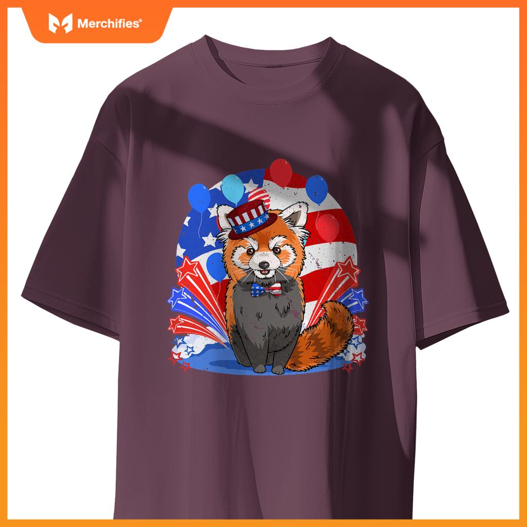 Red panda merica 4th of july american flag patriotic T-Shirt