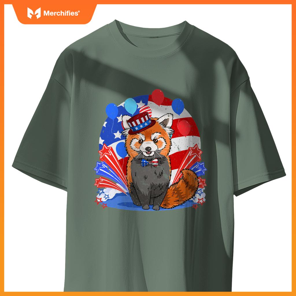 Red panda merica 4th of july american flag patriotic T-Shirt