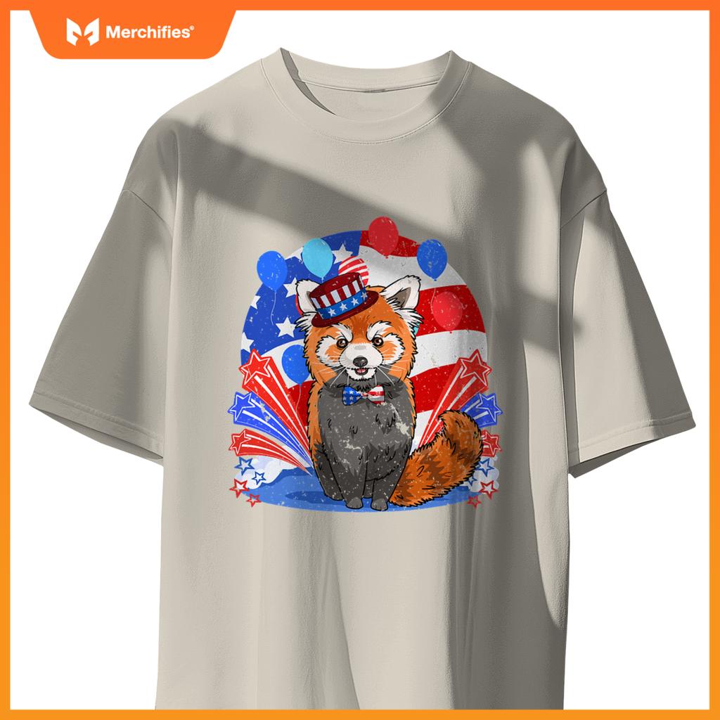 Red panda merica 4th of july american flag patriotic T-Shirt